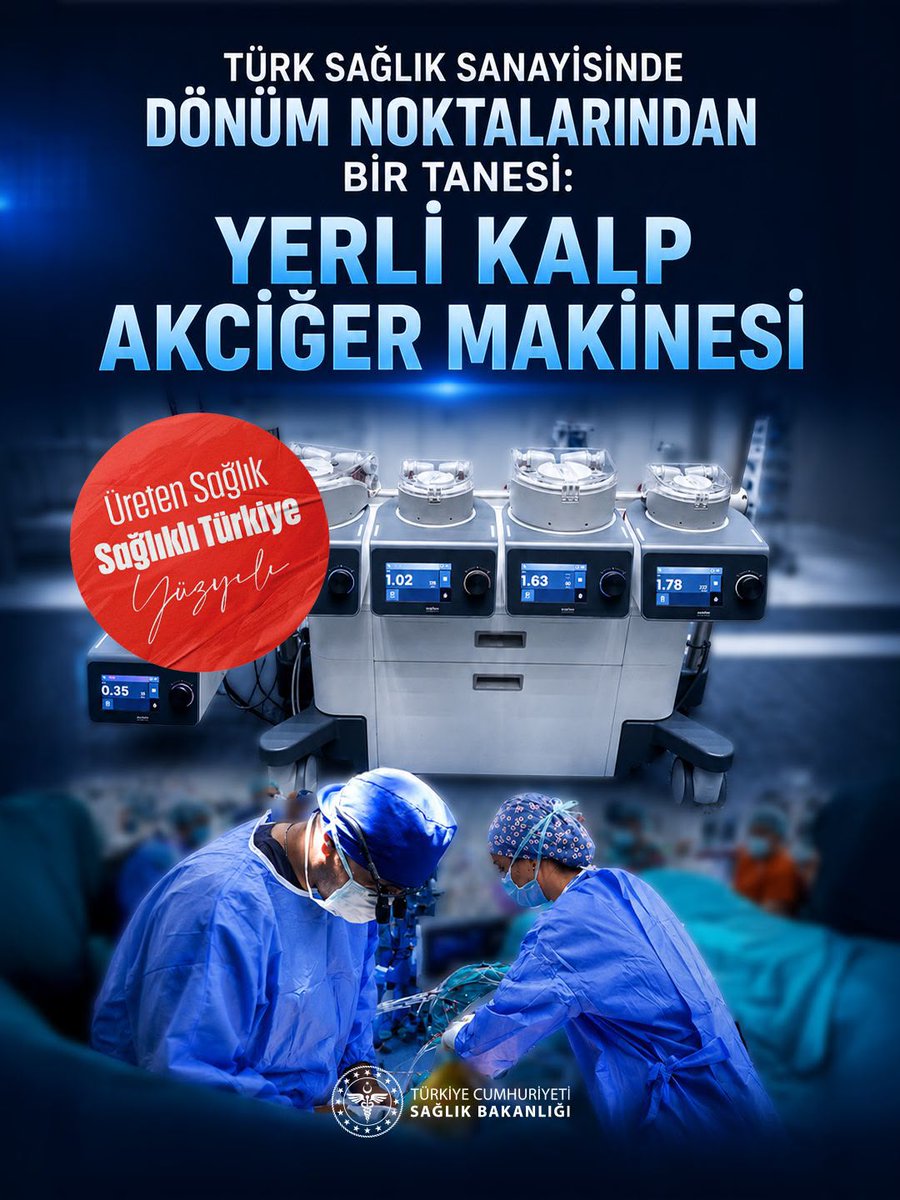 IstanbulEah's tweet photo. Türk sağlık sanayisinde tarihi bir eşik aşıldı! 

Sağlık Bakanlığı ve ASELSAN iş birliğiyle yerli ve millî imkânlarla üretilen kalp-akciğer makinesi, ilk operasyonunu başarıyla gerçekleştirdi. 

Koruyan, geliştiren ve üreten sağlık anlayışıyla tam bağımsız Türkiye geliyor!
#ÜretenSağlık