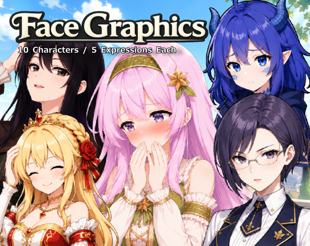 MaterialPixel's tweet photo. 無料配布した「FR16」を使ってくださった皆様、ありがとうございます！「もっとこのキャラたちの物語を広げたい」という方向けに、拡張パックを公開しました。

帽子なしの魔法使い、ドレス姿のヒロイン、受付嬢、ドラゴン少女など、���ャラの新しい一面を描く10名×5表情（透過PNG50点）。

コメディからシリアスな裏切り、恋愛イベントまで、会話劇の表現力が一気に上がります。動画用にもぜひ。

無料トライアルもあります！ 詳細はリプ欄へ👇
#ゲーム制作 #RPGツクール #ファンタジー素材