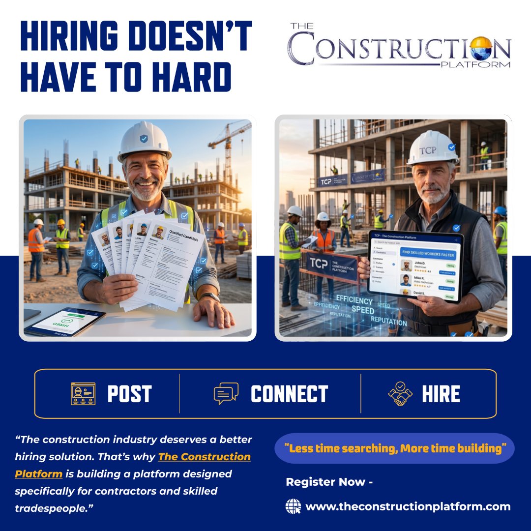 constrplatform's tweet photo. After 30+ years in construction, one lesson stands out: relationships matter.🚧🏗️

That's why we're building The Construction Platform—a growing community for contractors and skilled tradespeople to connect and help shape the future of our industry.

🌐 https://t.co/vdHsmuO9V5 https://t.co/QpGgIXvjDu