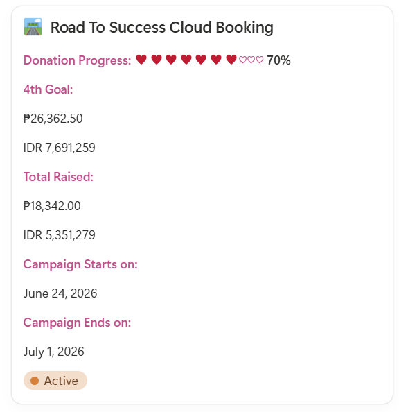 Ang9lShuxin's tweet photo. Road to Success Cloud Booking Fundraising Update: We can now purchase 66 seats of private screening because we reached our 3rd goal of collecting 1980 CNY!

Now we're on 70% donation progress for our 4th and last milestone to purchase 100 seats.

**The number of seats that will be purchased will depend on the funds collected. 

🏆 Milestone:
1⃣🏆 1st Milestone:💺 25 seats : 750¥ 
= 6,937.50 PHP = 2,024,016 IDR 
2⃣🏆 2nd Milestone:💺 50 seats : 1500¥ 
= 13,875 PHP = 4,048,031 IDR
3⃣🏆 3rd  Milestone:💺 66 seats : 1980¥ 
= 18,315 PHP = 5,343,401 IDR
4⃣🏆 4th Milestone:💺100 seats : 2850¥ 
= 26, 362.50 PHP = 7,691,259 ID

For more information: 
Scan the QR or click the link.
https://t.co/oGCnQ90uRy

Please don't forget to fill-up the form after donating to Cloud Private Screening Support for Esther Yu Shuxin's Lin Wanxing of Road to Success. This helps us keep our records organized and ensures your donation is properly acknowledged.
#YuShuxin #EstherYu #Shuxin #虞书欣 #RoadToSuccess