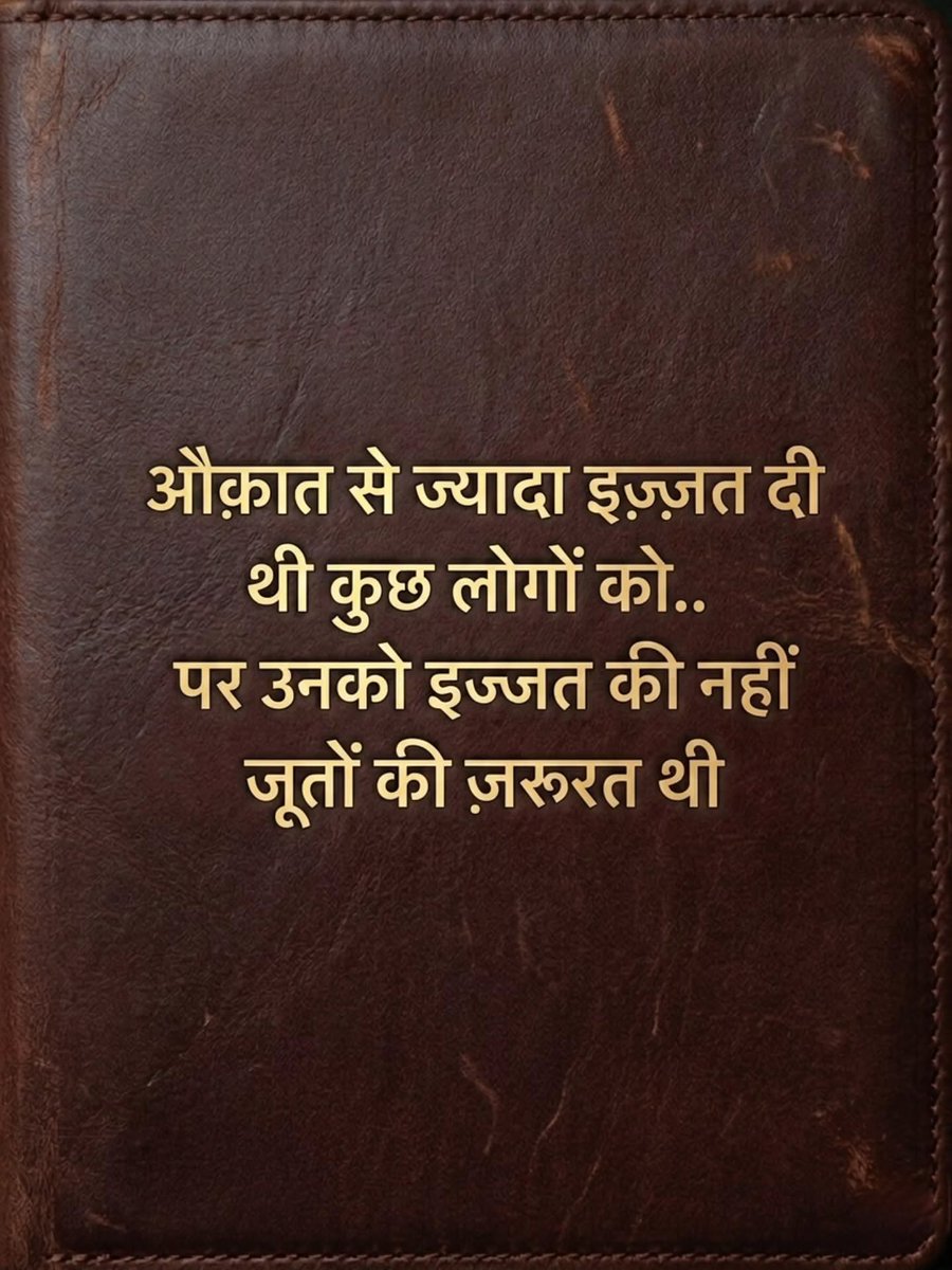 iamarjun99's tweet photo. औक़ात से ज्यादा इज़्ज़त दी थी कुछ लोगों को..
पर उनको इज्जत की नहीं
जूतों की ज़रूरत थी💯 https://t.co/k6hDgs1zOR