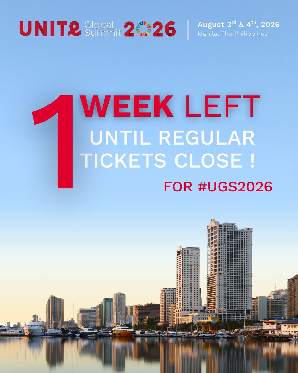 UNITE_MPNetwork's tweet photo. ⏳ Just 1 week left until #UGS2026 regular registration closes! 

Join MPs and health leaders on August 3rd &amp; 4th at the Manila Marriott Hotel, The Philippines.

🎟️Register here: https://t.co/WX2Tds9Udk

📧Subscribe to our newsletter and stay updated: https://t.co/WiFS6g8iyW https://t.co/TLk8wiEJrJ