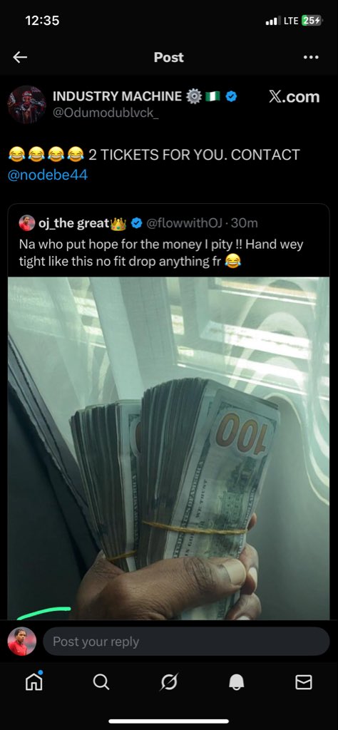 flowwithOJ's tweet photo. @nodebe44 I no see tickets till now guy😭😂😂 https://t.co/Y3GmXeSzzw
