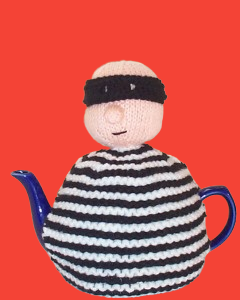 TeaCosyFolk's tweet photo. BREAKING NEWS: Master Tealeaf has struck again. This little tea‑time burglar has pinched the spotlight with his leafy disguise and innocent face. Have you seen this cosy? He’s wanted for crimes against lukewarm tea. https://t.co/gRD1w3WBvS #knit #knitting #crime #theif #news https://t.co/17YKTqeU9Z