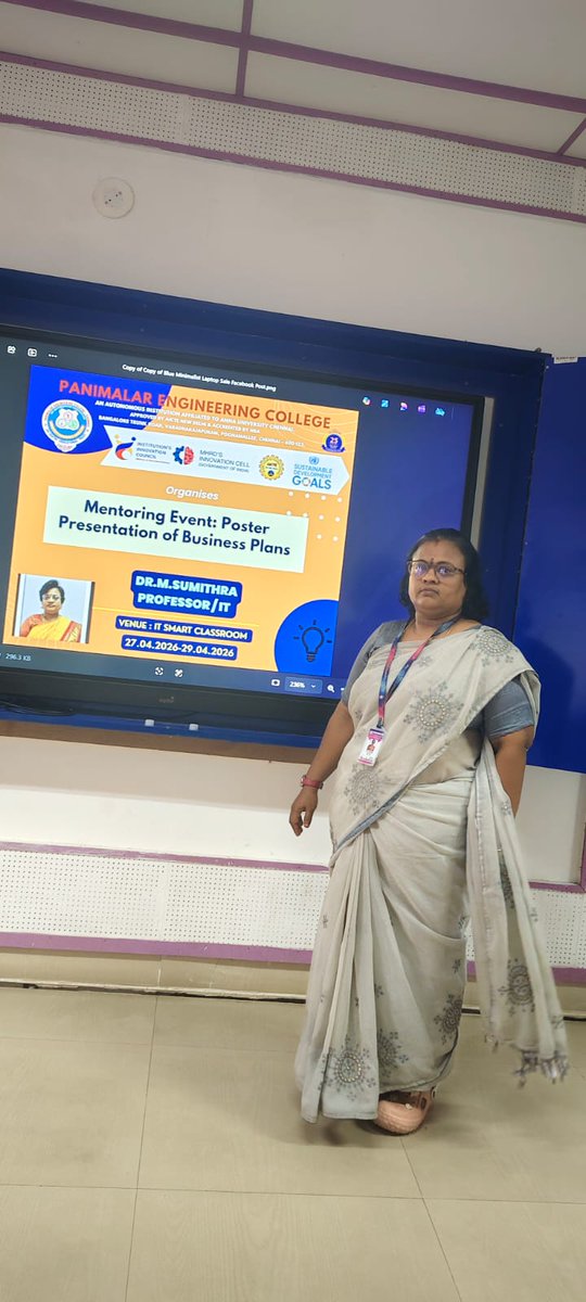 PanimalarC's tweet photo. A MENTORING EVENT:
POSTER PRESENTATION OF BUSINESS PLANS
27.04.2026 - 29.04.2026
@AICTE_INDIA 
@EduMinOfIndia https://t.co/phNOVyVPHD