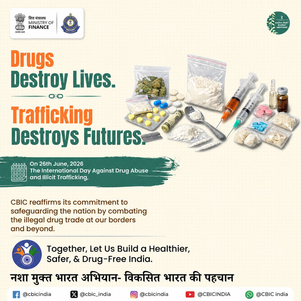 cbic_india's tweet photo. Drugs Destroy Lives, Trafficking Destroys Future! https://t.co/b3o1RFCvtm