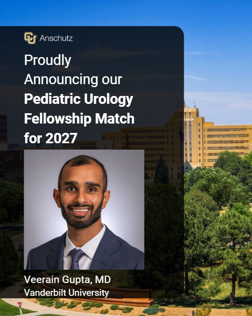 CU_Urology's tweet photo. We are excited to announce we have matched Veerain Gupta, MD to our Pediatric Urology Fellowship Program with @CU_Urology @ChildrensColo! Veerain Gupta, MD, is currently completing his residency at Vanderbilt University and will be joining us in July 2027. #WeCU #CUAnschutz https://t.co/X4IiBhYUMu