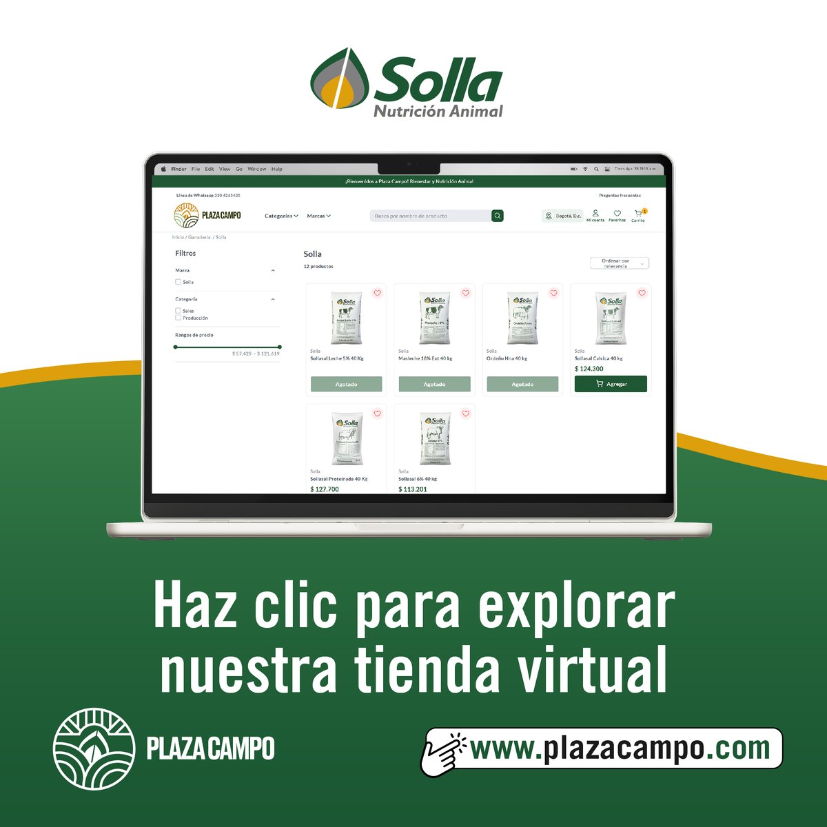 SollaNutricion's tweet photo. Entendemos que el éxito de tu producción es  funcionar sin pausas, por eso te invitamos a ingresar a nuestra #tiendavirtual  https://t.co/6EcQdzOuU4

#Solla #NutrciónAnimal 
#AlimentaciónAnimal #CompraOnline https://t.co/LHwDwZavCa