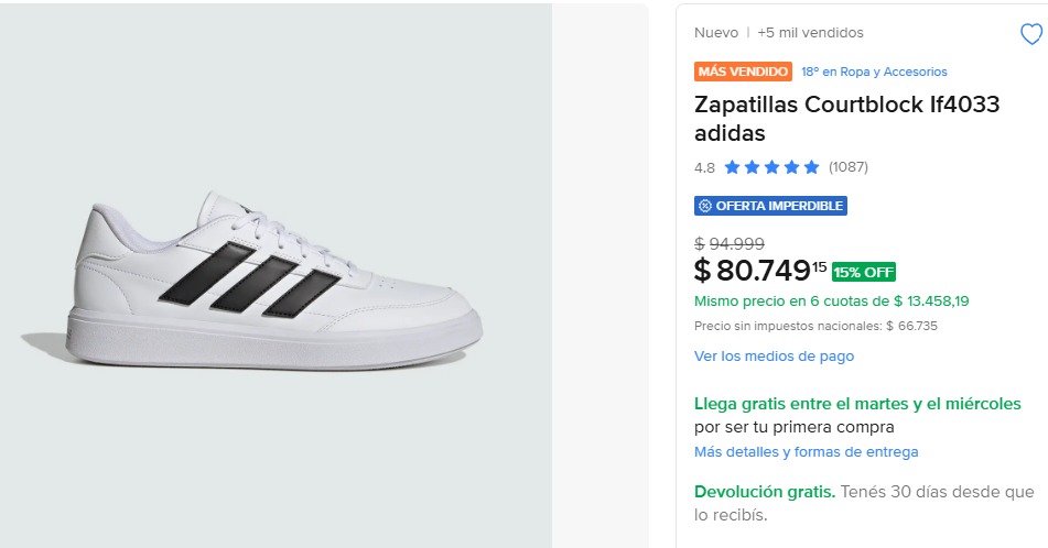 Gardelitooo's tweet photo. 👟 Están a $80.749, pero el descuento termina hoy.

De esas zapatillas que te ponés con cualquier outfit y siempre quedan bien. Adidas original.

 Eso sí: la oferta está en sus últimas horas.