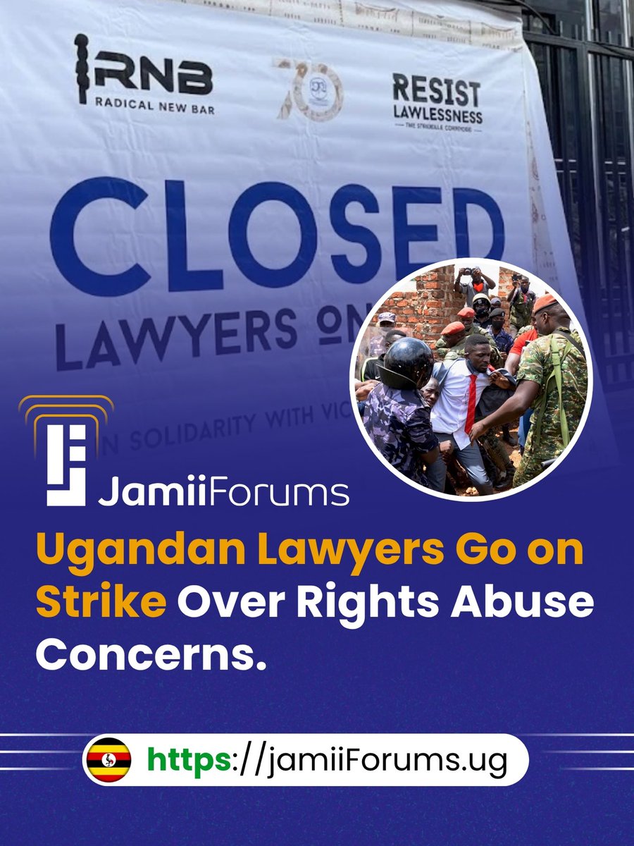 JamiiForums_ug's tweet photo. ULS has launched a nationwide peaceful strike over alleged constitutional violations, human rights abuses, and the erosion of the rule of law

Lawyers have suspended non-emergency services and closed their offices in solidarity with torture victims

More https://t.co/l4gHf1LjFp https://t.co/RpM7vk6tHZ