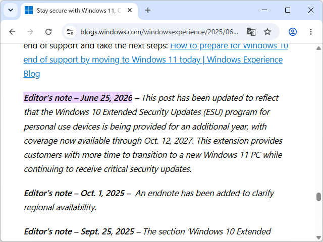 madonomori's tweet photo. 【今日の人気記事】「Windows 10」が無償でまた延命、個人向け「ESU」が1年延長 ～2027年10月まで／ https://t.co/3gtAnWOEFP https://t.co/bzw5zQJaNH