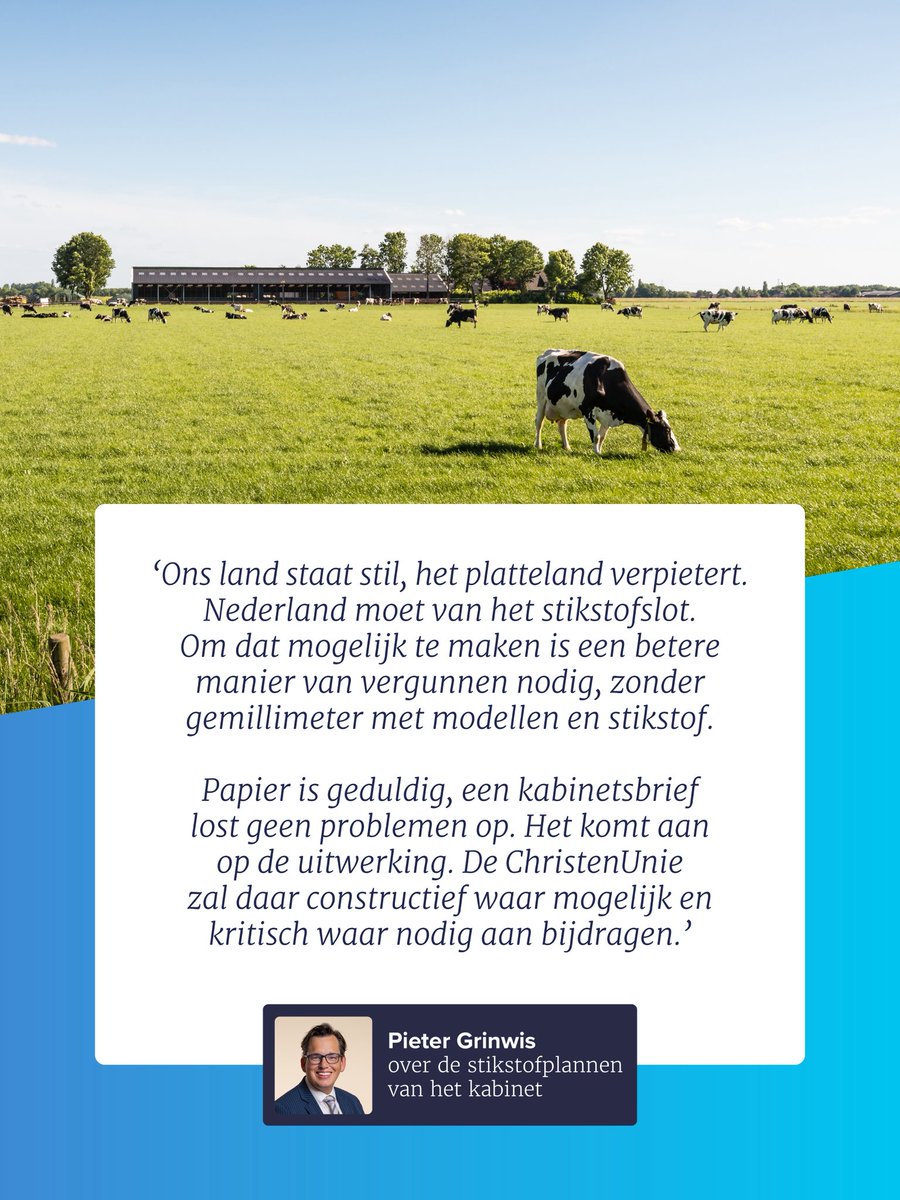 christenunie's tweet photo. De eerste reactie van de ChristenUnie op het nieuwe stikstofpakket. https://t.co/TqgGpF3u8f