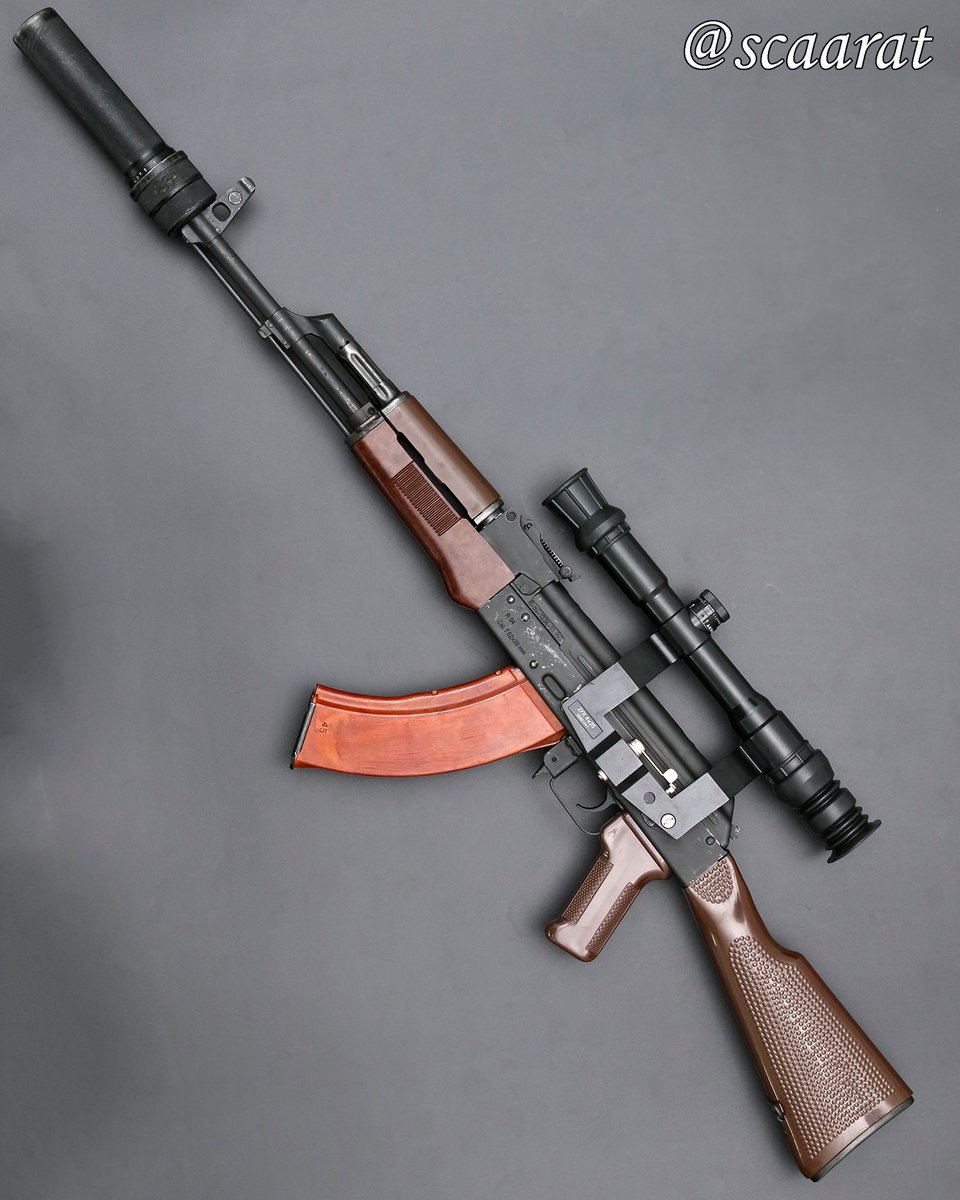 ScaarAT's tweet photo. The Iron Curtain Special: Romanian AKM with East German furniture and scope, plus a Russian PBS-1 https://t.co/eBRCpaLTU2