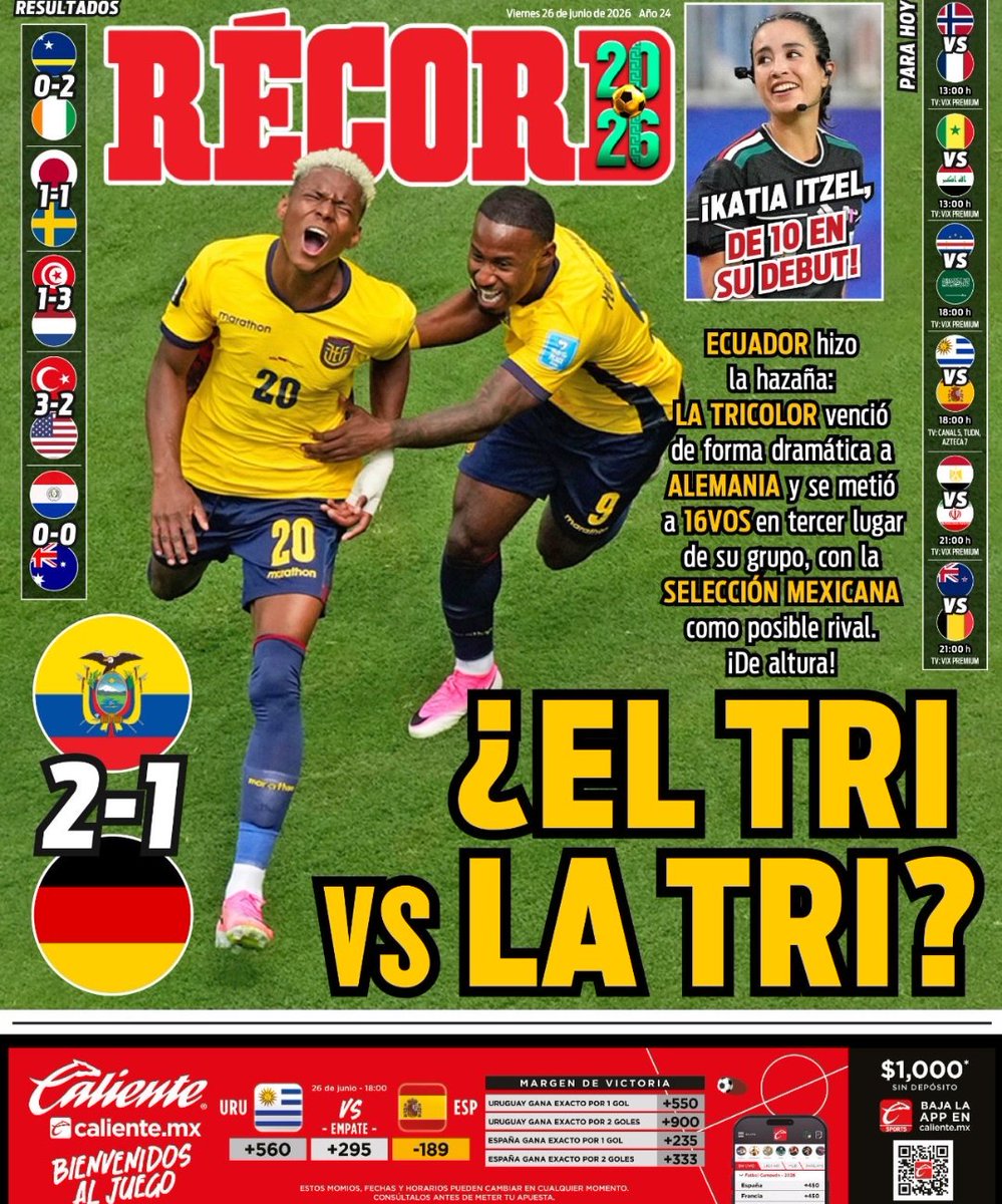 Rene_Tovar's tweet photo. Buenos días. Les paso la portada. @record_mexico https://t.co/m9krcX38Is