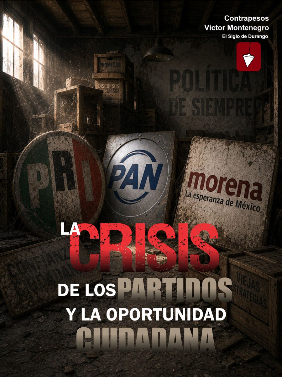 Vic_Montenegro's tweet photo. La crisis de los partidos y la oportunidad ciudadana
En #Durango el desgaste alcanza a candidaturas de las fuerzas que gravitan en torno a liderazgo del Ejecutivo. Opciones ciudadanas rescatarían la credibilidad.
Mi columna #Contrapesos @SigloDurango
🔗https://t.co/1mAb94Rt2e https://t.co/tr1GwHwzUr