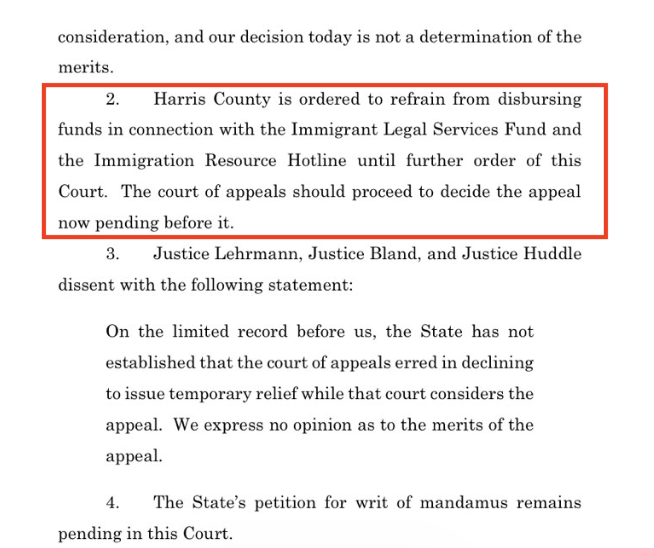 BreannaMorello's tweet photo. 🚨TAKE A LOOK🚨

The Texas Supreme Court has temporarily ruled that Harris County CANNOT use taxpayer funds to pay for legal challenges by illegal aliens seeking to avoid deportation.