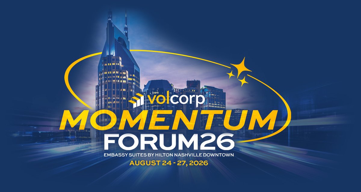 VolCorp's tweet photo. Be a part of next month's FORUM26: MOMENTUM at the Embassy Suites by Hilton in downtown Nashville! 📍 🌟

Visit https://t.co/G4bcLlszQ7 to learn more about our lineup of speakers, events, and sessions... First time attendees can save 15% with promo code "FIRST15!" at checkout! #TeamVolCorp