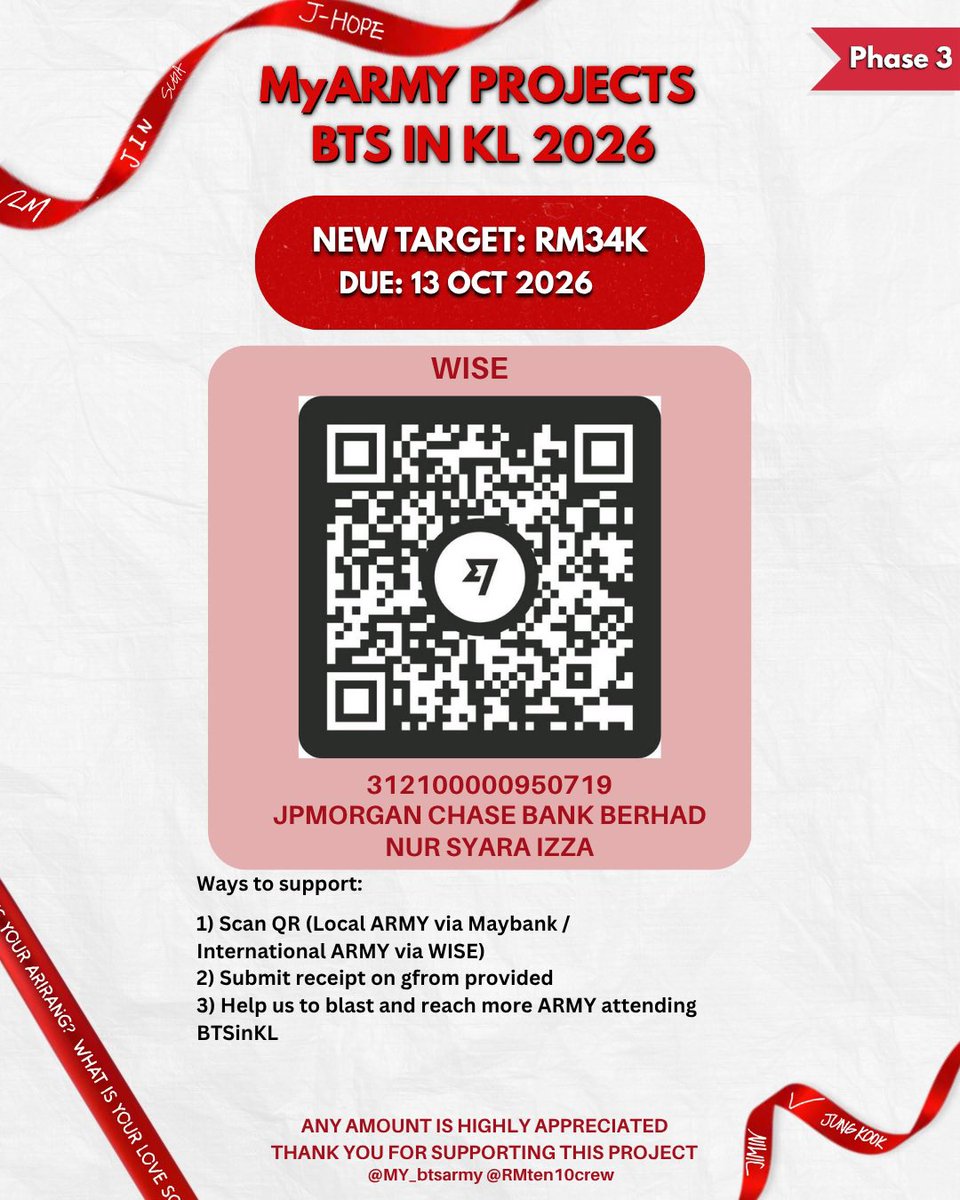RMten10crew's tweet photo. 💜 MyARMY Projects Daily Fund Update (26/6/2026, 11PM)

Current:
RM14,658.77 / RM34,000

One step closer to making this project happen! 🥹

Thank you to everyone who’s supported us so far 💜

#BTSinKL #BTS_WORLDTOUR_ARIRANG https://t.co/ymeQjxQ0HO