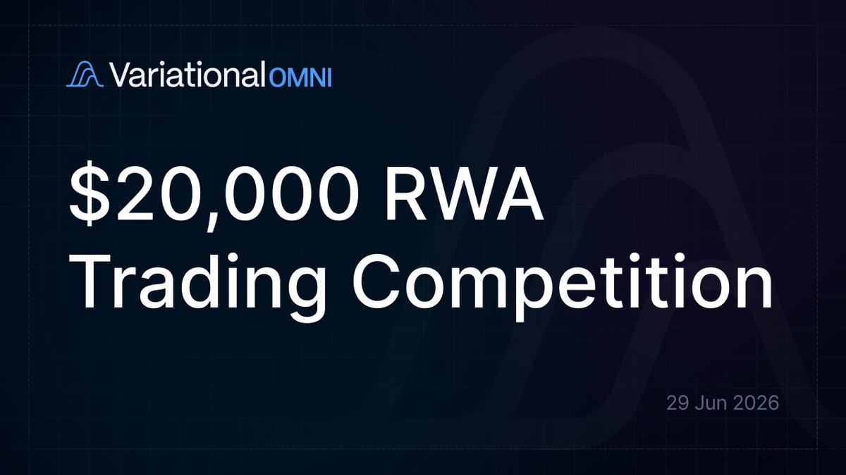 variational_io's tweet photo. We’re hosting our fourth trading competition on Omni, with $20,000 in prizes!

The competition starts 6/29 at 0:00 UTC and is solely focused on RWA (real world asset) trading.

Winners will be chosen based on our new Trading Competition Score https://t.co/tJrFo8HQrl