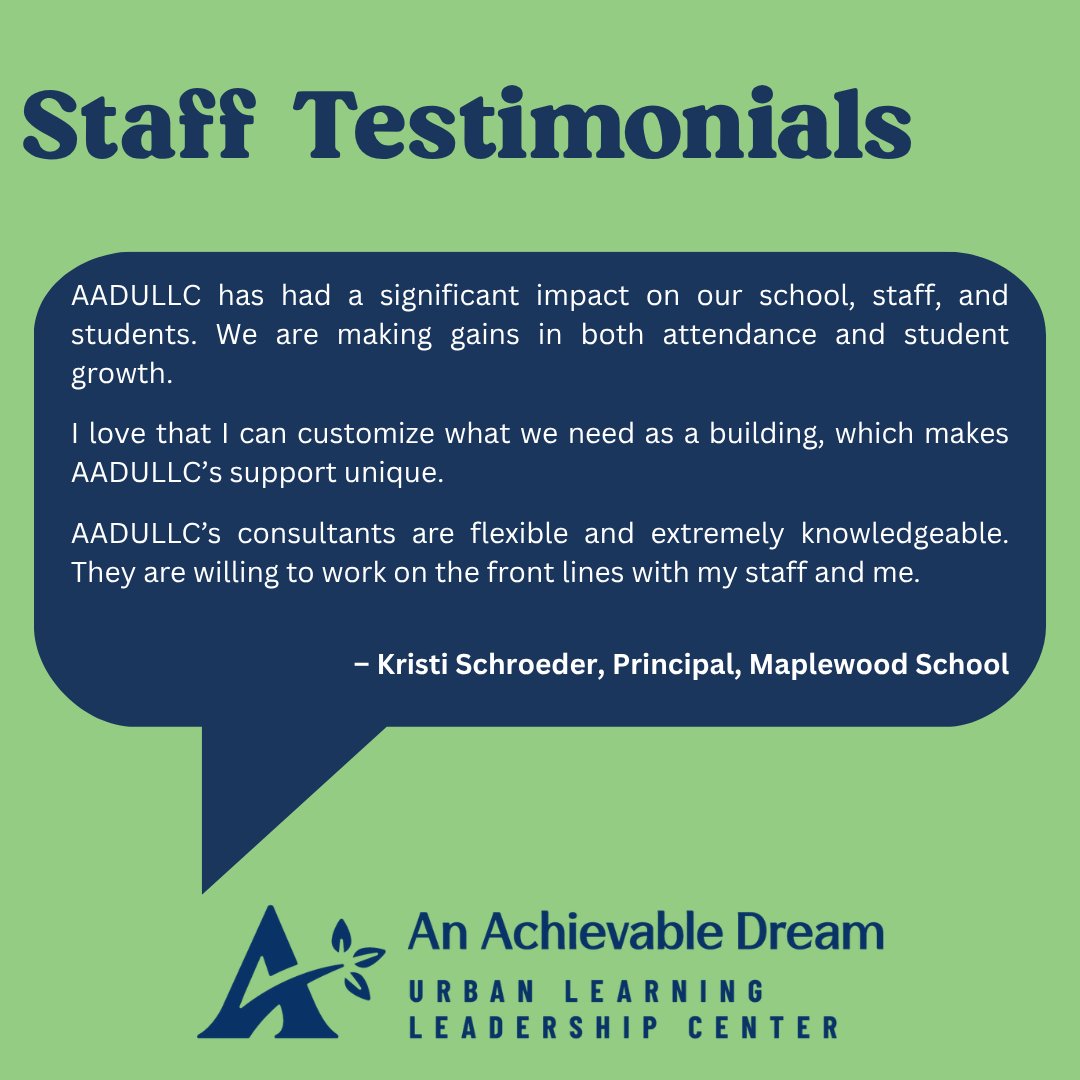 AADULLC's tweet photo. Nothing speaks louder than the impact our partners see firsthand.

We're proud to provide customized, hands-on support that helps schools improve attendance, strengthen instruction, and drive student growth. #AADULLC #StudentSuccess #SAMEFramework #EducationalLeadership https://t.co/7hYM3Dr24B