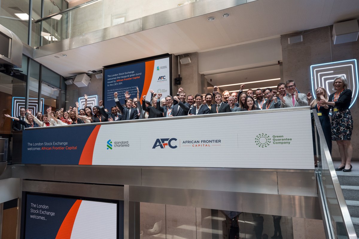 LSEplc's tweet photo. We’re proud to celebrate African Frontier Capital’s $50 million senior green bond issuance, which will help to expand clean energy access to approximately 4.3 million people across Sub-Saharan Africa. ☀️🔋 

#GreenBond #BondIssuance https://t.co/sLCmDRtMO8
