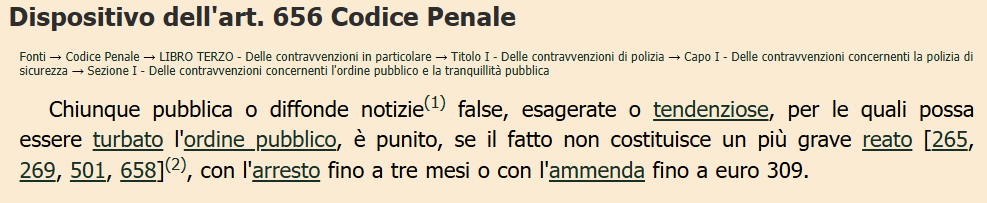 AltoTagliato's tweet photo. @Gigadesires Non sono d'accordo. Le tutele costituzionali vanno bene. Devono essere inasprite le pene per chi diffonde notizie false, esagerate o tendenziose. 
Obbiettivamente 3 mesi di arresto e 309€ di multa sono bazzecole. La galera poi non la vedranno mai. https://t.co/c0M7ds9Wv8