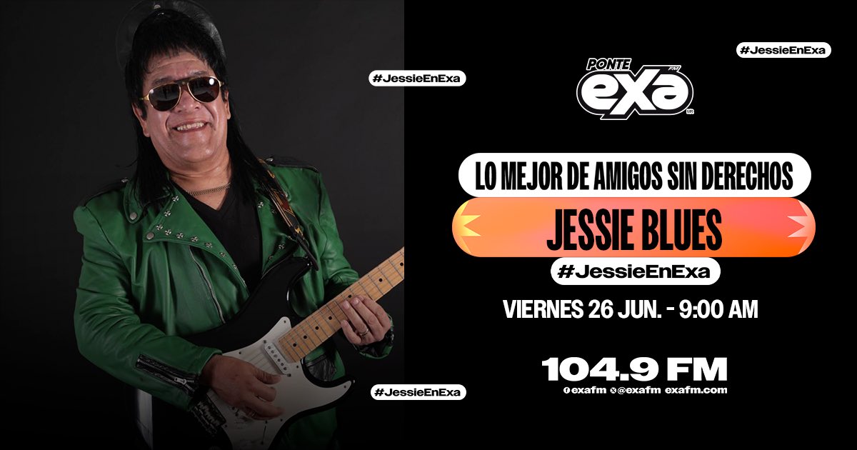 ExaFM's tweet photo. Disfruta la música de Jessie Blues en #JessieEnExa, en lo mejor de #AmigosSinDerechos. ⚽️🎙️🎶
Sintonízanos por el 104.9 fm con @jessiecervantes https://t.co/qBBPxDSIeH