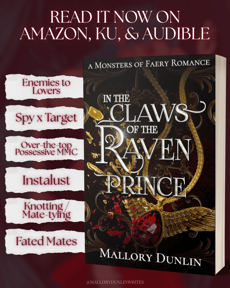 MalloryDunlin's tweet photo. 𝙄𝙣 𝙩𝙝𝙚 𝘾𝙡𝙖𝙬𝙨 𝙤𝙛 𝙩𝙝𝙚 𝙍𝙖𝙫𝙚𝙣 𝙋𝙧𝙞𝙣𝙘𝙚 is a fae dark fantasy romance featuring a dual-consciousness fae-manticore hybrid MMC and a pragmatic FMC learning to embrace her own desire.

Read today on Amazon, KU, &amp; Audio!

#booksbooksbooks  #monsterromancerecs https://t.co/0BXZSVKm4x