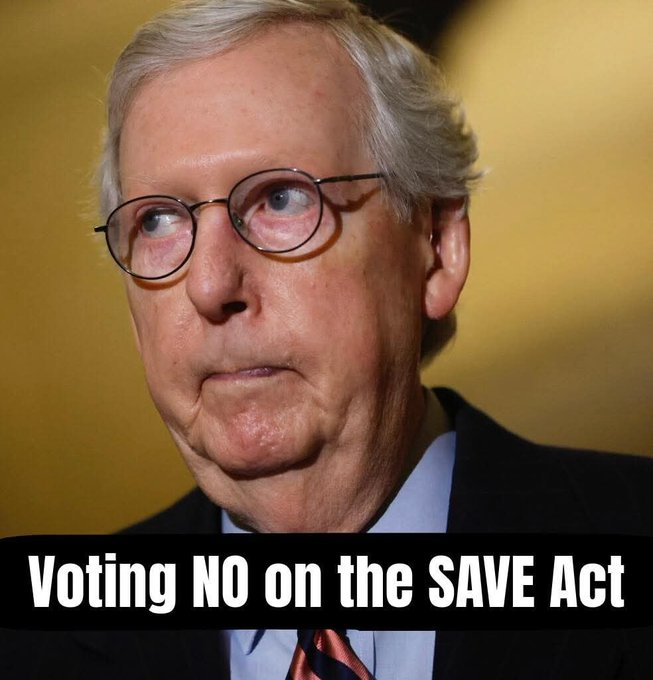 AntiLeftMemes's tweet photo. Mitch McConnell keeps voting NO on the SAVE ACT to secure our elections

What do you want to say to him ?? https://t.co/dMgRmkbtqd