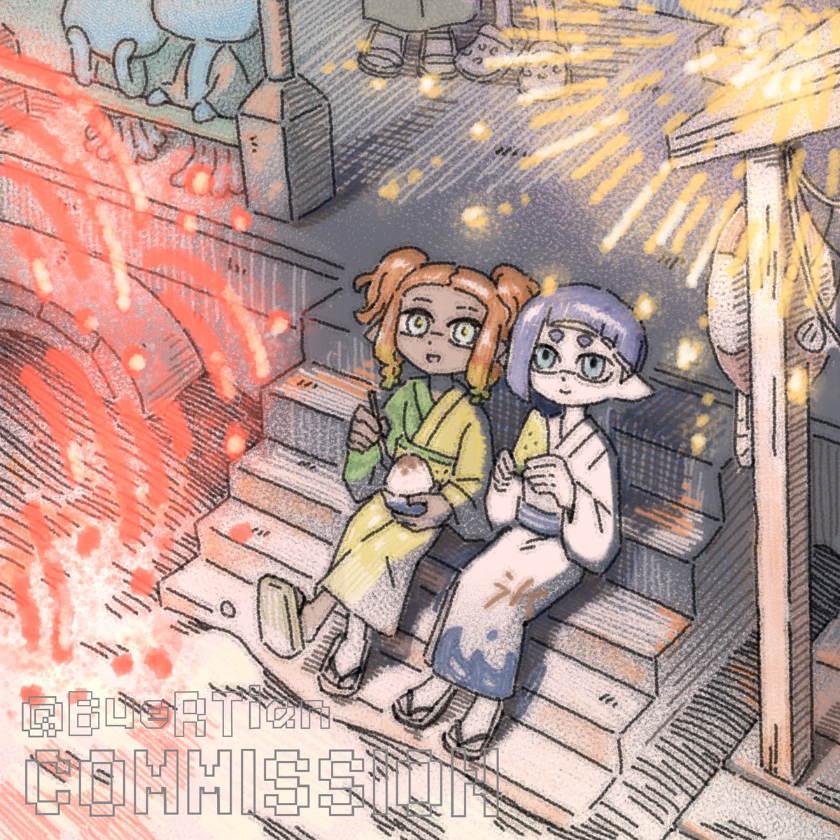 prcater's tweet photo. 在烟管鱼市场的角落看烟花！ https://t.co/uE2F2ZbPFq
