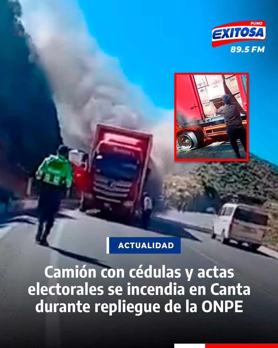 mirecarhuas's tweet photo. Graves sucesos en la ONPE, por menos pidieron renunciar a Corvetto. Renuncia secretario general de la ONPE por manipulación de sus equipos  e irregularidades en contratos; se incendia camión con material electoral. Todo esto en medio de denuncias por cambio de normas electorales https://t.co/JLsIciZkOZ