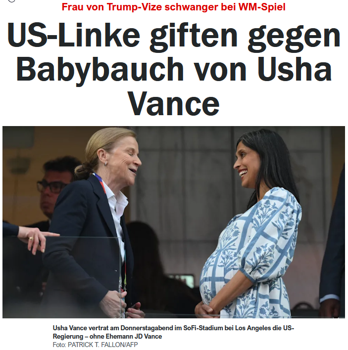 PeterBorbe's tweet photo. Ein Babybauch steht für ein rückständiges Frauenbild! So sehen es zumindest amerikanische Linke und entrüsten sich über Usha Vance, die Frau des US-Vizepräsidenten, weil sie mit einem solchen öffentlich auftritt.
Wie verkommen kann linke Ideologie eigentlich noch sein?😡
https://t.co/oumpMjhm0t