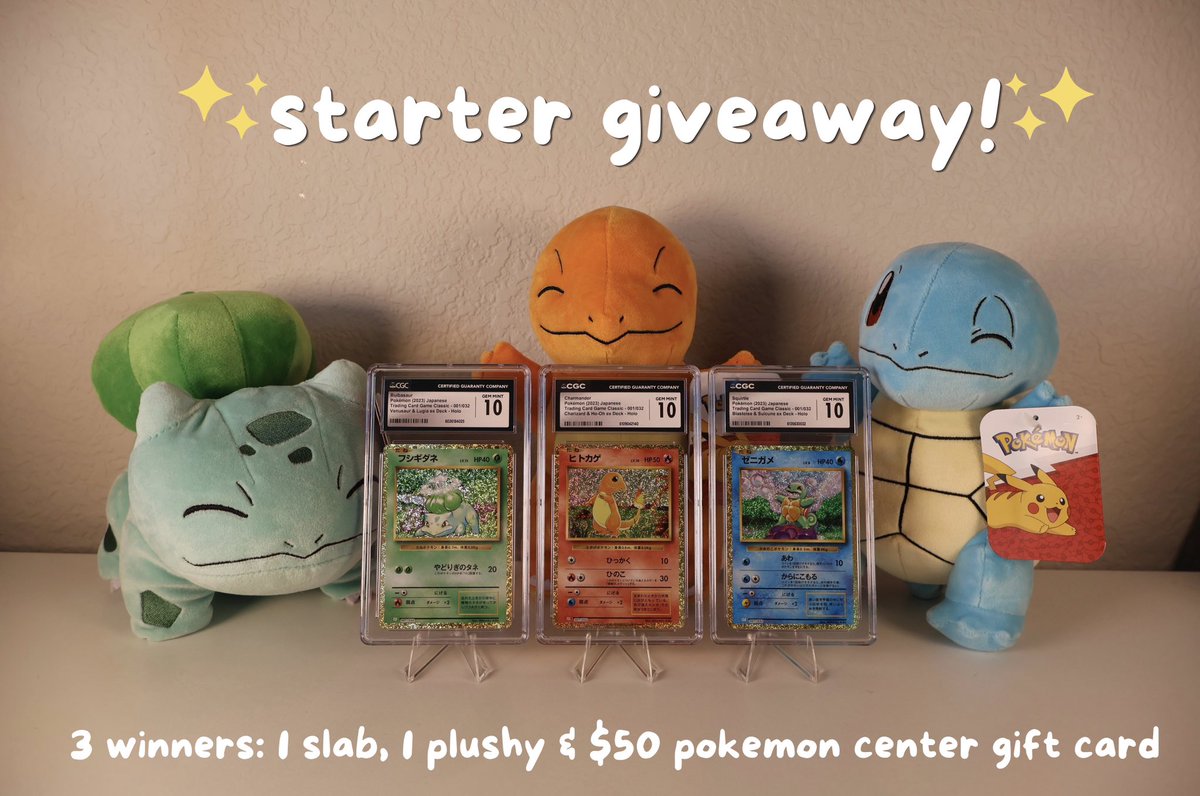 _angel_byte_'s tweet photo. 🚨POKÉPALS!!!🚨
I’m doing a starter giveaway as a thanks for all the followers and new friends I’ve made on here :)) 

How to enter!💖 (please read!!) 
✨follow me (@_angel_byte_) 
✨like this post 
✨RT 🔁
✨MOST IMPORTANT PART: comment your favorite starter of this trio you’d like to win! 

I will draw 1 winner per starter! they will receive the slab + plushy associated with their comment + a $50 gift card to pokemon center :) 

ENDS ON 7/3! :D goodluck poképals!💖
**US ONLY**