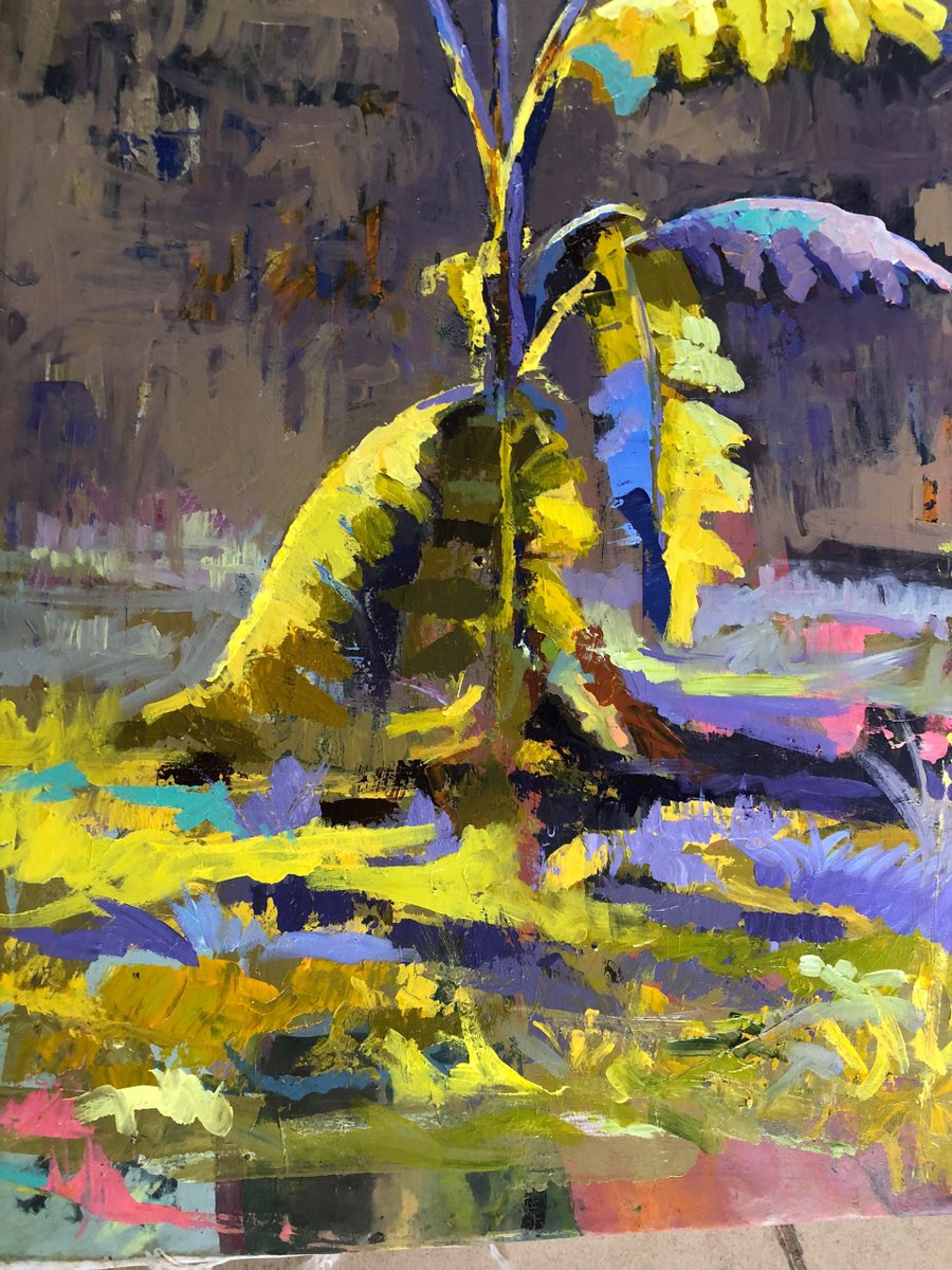 Zan_seven11's tweet photo. Still life painting i did 
using the colorist approach on 2ft by 3ft

Yellow and Purple scheme 🎨💛💜
2026. https://t.co/xbEq8uTDXU