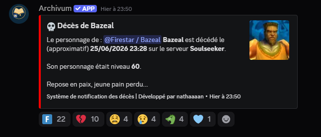Firestarwz's tweet photo. Ouch le message du bot discord, ça fait mal. https://t.co/V0z2Yr0xnO