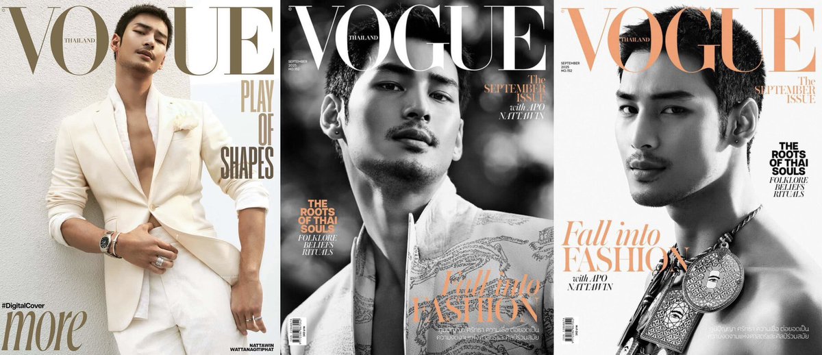 aposeidonnnn's tweet photo. สิ่งนี้เลยอาโปและตำนานปก Vogue September issue ทั้ง physical และ digital covers แล้วได้ขึ้นปก physical แบบที่ไม่ใช่แบรนด์สปอนแบบทั่วๆไป แต่เป็น editorial coverage ชั้นยังอึ้งมาจนถึงตอนนี้ https://t.co/tqjYR7io0F