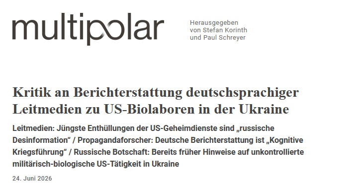 JonasToegel's tweet photo. Der Journalist Carsten Montag wollte von mir wissen, wie ich die Berichterstattung zu den Leaks über US-Biolabore in der Ukraine von Tulsi Gabbard einschätze. 

Ich bin überzeugt: die rasche Einstufung als "Verschwörungstheorie" hat nichts mehr mit kritischem Journalismus zu tun und soll über die tatsächliche Gefahr der Gain-of-Function-Forschung hinwegtäuschen.

Auch mein Interviewgast (https://t.co/BveNvq0Lto)
Dr. Norbert Häring @norberthaering wurde von Carsten Montag gefragt. 
Häring sagt: Der Faktencheck von ZDF zu dem Thema ist  "indiskutabel", die Berichterstattung "unseriös". 

Den Artikel von Carsten Montag finden Sie im Multipolar-Magazin: https://t.co/bD8SiAe9g2

Folgen Sie mir auf Telegram: https://t.co/wC1x0C7toA