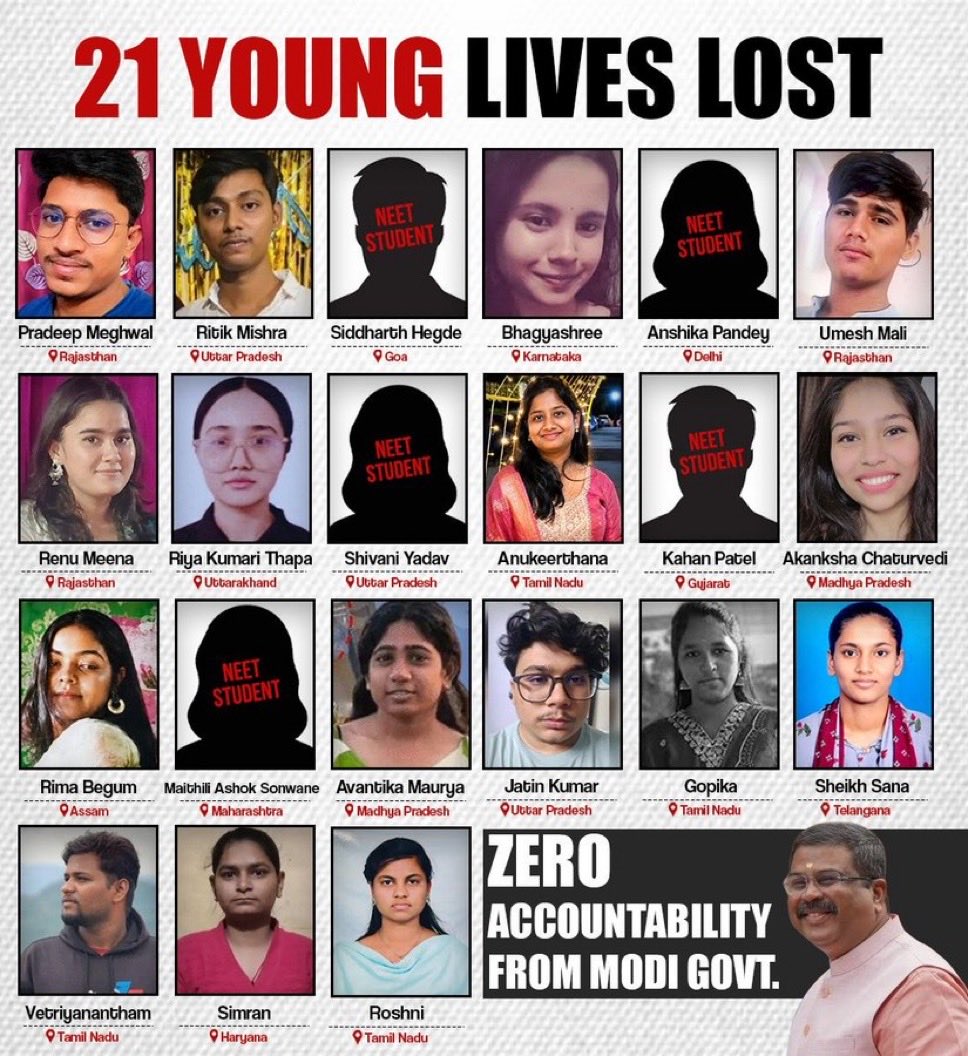 advnirajm's tweet photo. @dpradhanbjp @narendramodi Shameless Pradhan, you have a curse of killing innocent kids , how do you breathe ? 

You have not only spoiled education quality by giving admission at -40% in medical PG. https://t.co/cdhGbNKVpp