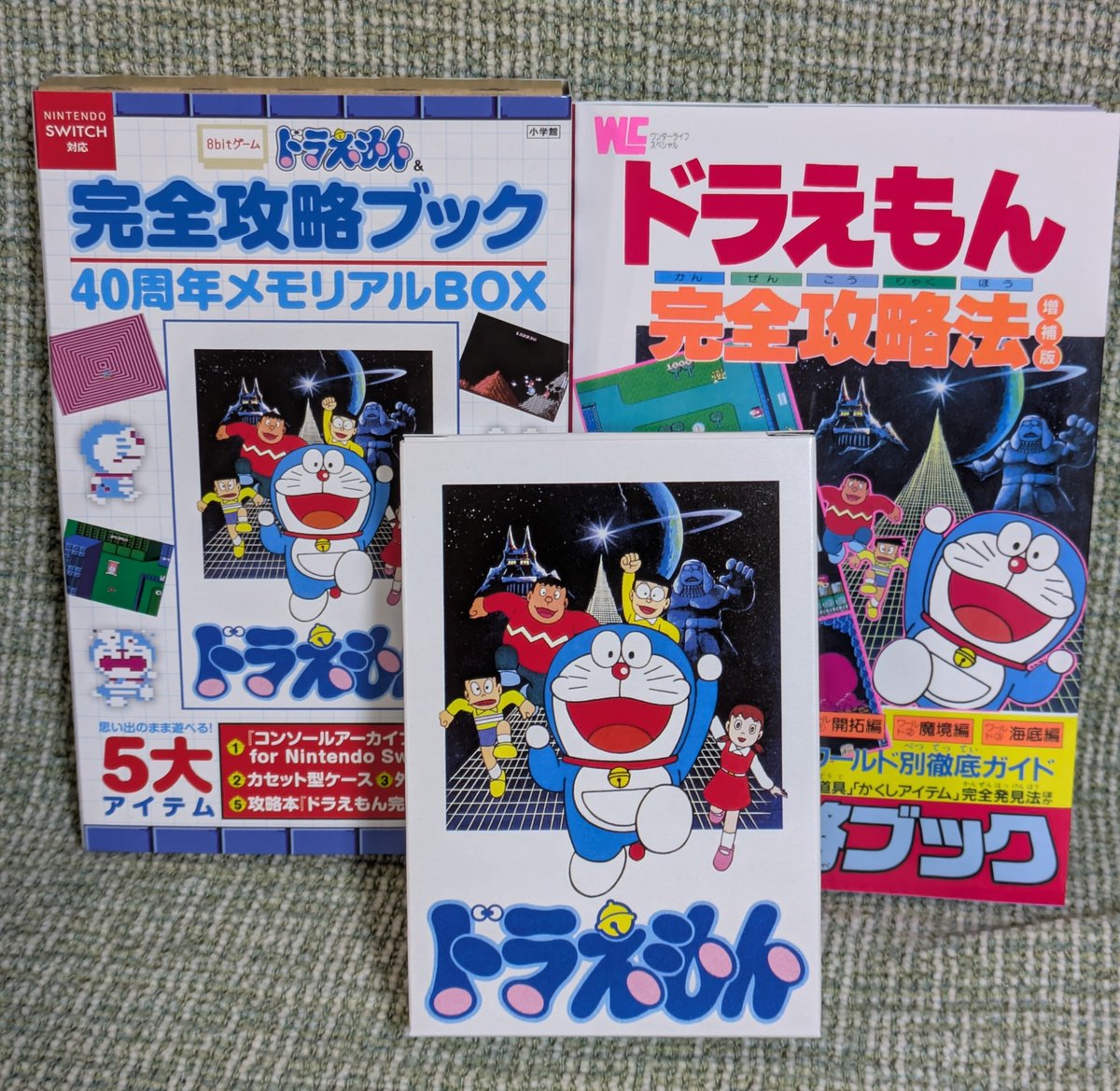 funfunsd's tweet photo. ファミコンソフトのドラえもん、40周年メモリアルBOX購入！懐かしくて感動したー！ほんとに買って良かった〜💕 https://t.co/wrhsAJpkEU