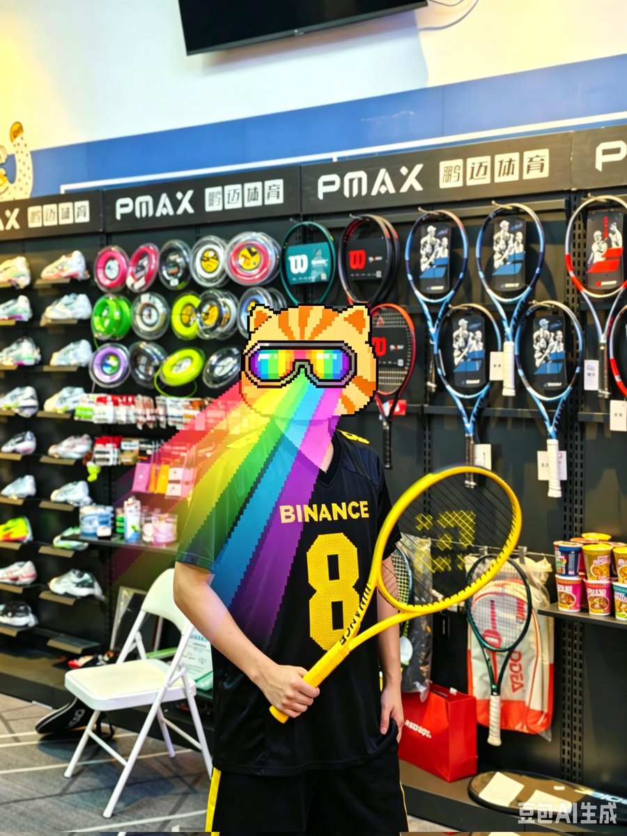 0xJason's tweet photo. 最近痴迷网球🎾！【准备上场】

去挑了好多拍子，都不如我手里的Binance 球拍好���！🌝 羡煞旁人了！

听说你们在找9号球员！🤙🤙🤙
杰哥8号网球王子请求出战！
#币安周边大使
感谢： @pearbinance @binancezh @heyibinance @miyayweb3 https://t.co/RKenKzQ1J3