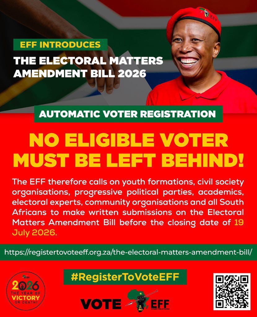 Leroka_Che's tweet photo. Intellectual people vote for EFF

#RegisterToVoteForEFF https://t.co/uVRjdNlJtd