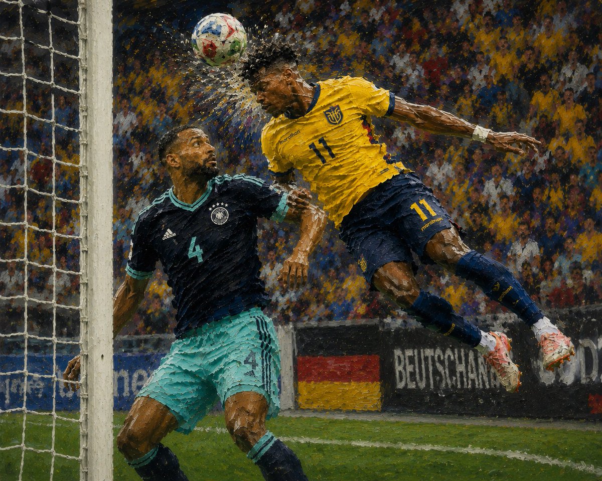 vinaykanchan5's tweet photo. #WorldCup2026 #underdogtale #keepingthefaith
This is Kevin Rodriguez of Ecuador, rising to provide an assist for their winning goal against Germany.
The image shared is deliberately portrait like, because it captures a bit of a modern-day fairytale.
Just before the Qatar World Cup in 2022, Ecuador was set to play a couple of friendlies, and were short on reserve players for the team to practice with. Their then coach-Gustavo Alfaro-called Rodriguez out of the blue to join the squad. Playing for only a second division side domestically at that time, being virtually unknown, Rodriguez gave it his all in those sessions, impressing both the coach and his team mates. So much so that he has been around the national squad ever since.
Yesterday, he rose again, against the odds to hover over the taller German defenders, and flick on a decisive pass which had Plata scripting the decisive strike of the match.
And yet, metaphorically, Rodriguez rose, not just in the penalty box, but in the estimation of millions across the world.
Portraying an inspiring example of how one should grab opportunity with both hands-unquestioningly and unflinchingly.
Joining just as a reserve player often is turned down by many. It hurts their ego and self-image. But Rodriguez was willing to do just about anything to wear his national colours.
Perhaps that desire, that all consuming feeling of patriotism, added wind to his wings as he soared above the rest.
And lent more than a helping hand (or should it be head😊?) to his country’s further progress in this tournament.