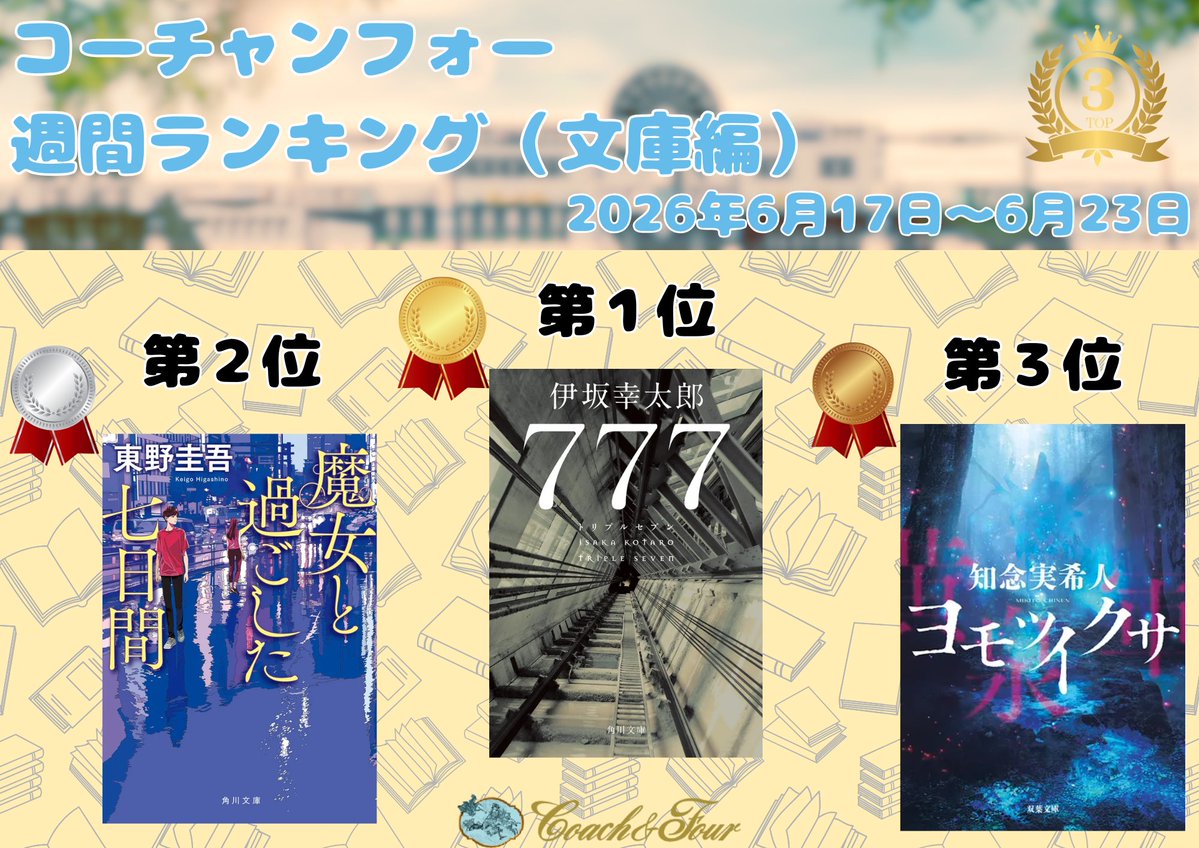 今週のランキングはこちら🏆 伊坂幸太郎さんの「殺し屋」シリーズ最新