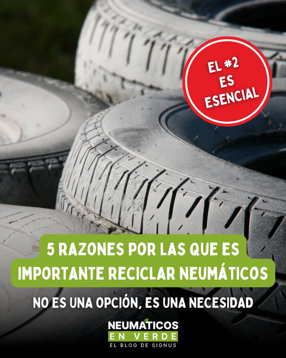 signusecovalor's tweet photo. Puede que nunca te hayas preguntado qué pasa con un neumático cuando deja de rodar, pero reciclarlo correctamente tiene muchos beneficios.
Te contamos 5️⃣ de ellos en el #blogSIGNUS 👉 https://t.co/H4kOgFi1yi https://t.co/WzitqL7n9P