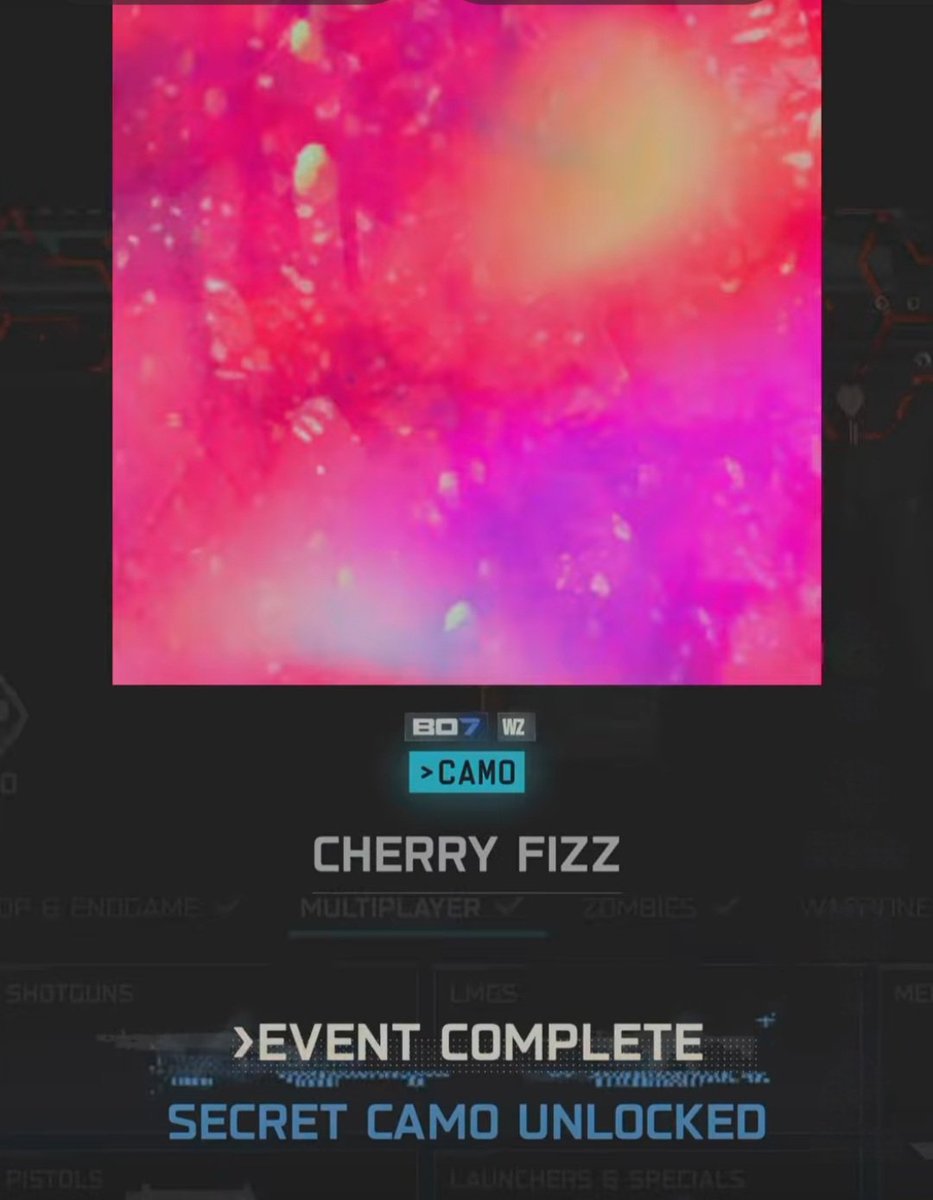GeorgeWLea2's tweet photo. @ATVIAssist I completed the event but there was an update and its not recognised i have the cherry fizz camo its unfair I spent days doing the event to not get the reward https://t.co/g0vsTKIqqb