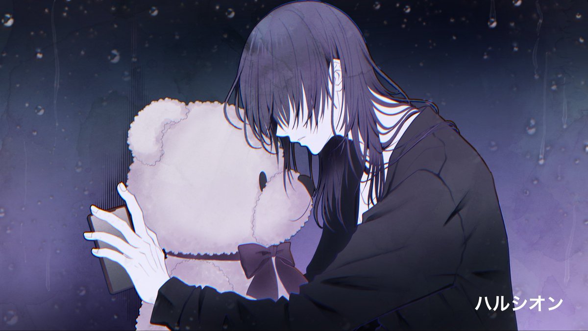 halcyonbluecube's tweet photo. 【瞑音💜】
瞑音くんはこういう時、ただずっとじっと堪えるか逆にいつも閉じ込めてる分、外に感情が滲み出るかだなと思いながら描きました❗️
下書きラフの時点でどちらの方向性にするか選んで頂き、今回は感情が滲み出てしまった瞑音くんを描かせて頂きました✨

みんなが返信を待ってるのに対して、瞑音くんは「ここにあるはずの温もり」に心がギュッとなっているイメージです😌
いつもしてるアイマスク？付けようか迷ったけど、髪で隠すことにしました。そっちの方が感情が見えるかなと…。

ぱっと見、ぬいぐるみに壁ドンしてるようにも見えなくもない（笑）
最初はぬいぐるみに壁ドンしてる瞑音くんの絵が浮かんで来たんですけどね😂💦
切なさよりドキドキになってしまうから（笑）
でも、あたしゃあ、あえてそれが見てぇんだよ！！という方はリプライください🤣🤣🤣

紫といえばミステリアスな印象ですが、不安や重圧といったイメージにもピッタリで、色作りで苦労することはなかったです🙌✨

※こちらの画像はMVで使われたものと違うものです。