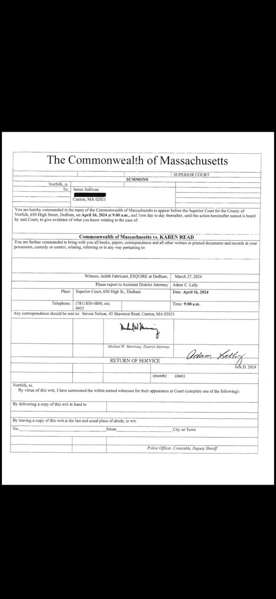 realjustsully's tweet photo. Adam Lally mailed me a summons on March 27th, 2024 (via regular mail) to appear at the courthouse on April 16th, 2024 (DAY 1 of jury selection).

I SHOWED up and provided my contact info. 

They could have spoken to me BEFORE the trial started. 

Yet, they waited until DAY 2…why?