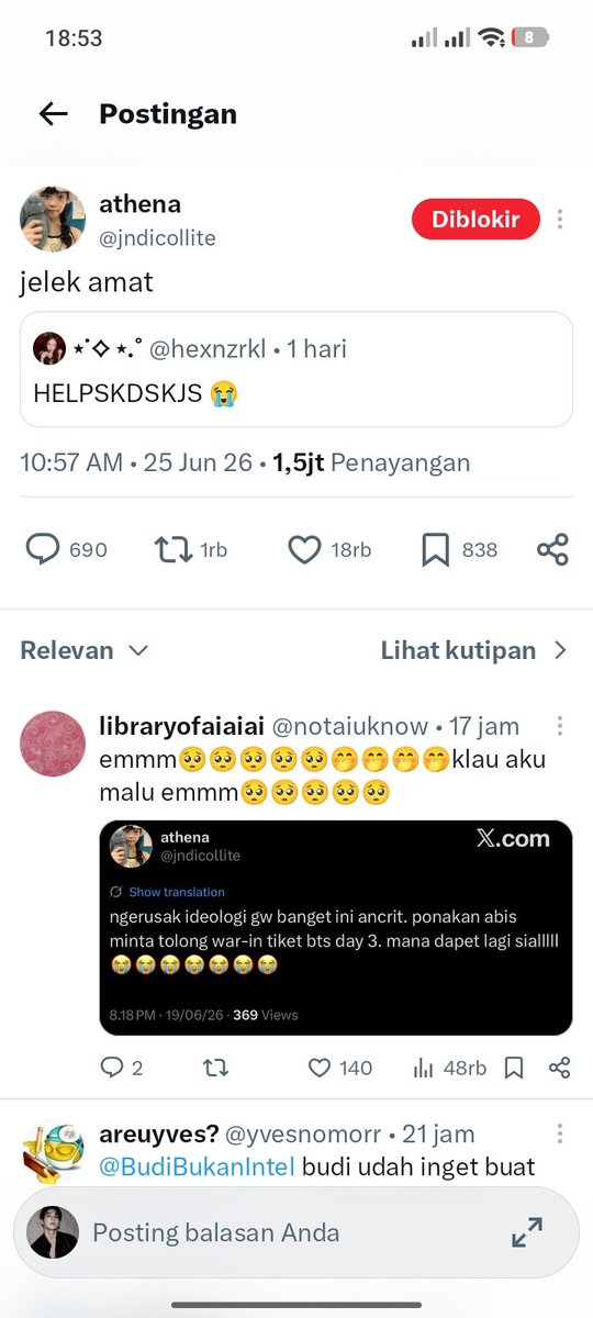 13dpitys's tweet photo. athena i hope u rot in hell ya. slogan lu bela perempuan melawan tapi isi akun lu rendahin army dengan kata kata yang ngelecehin cuma karena stanning bts.

lu cewe dan gua doain lu dapet ngerasain karma dari kata p*do, manchild, dan c*bul itu sendiri. https://t.co/fDTO2frCSY