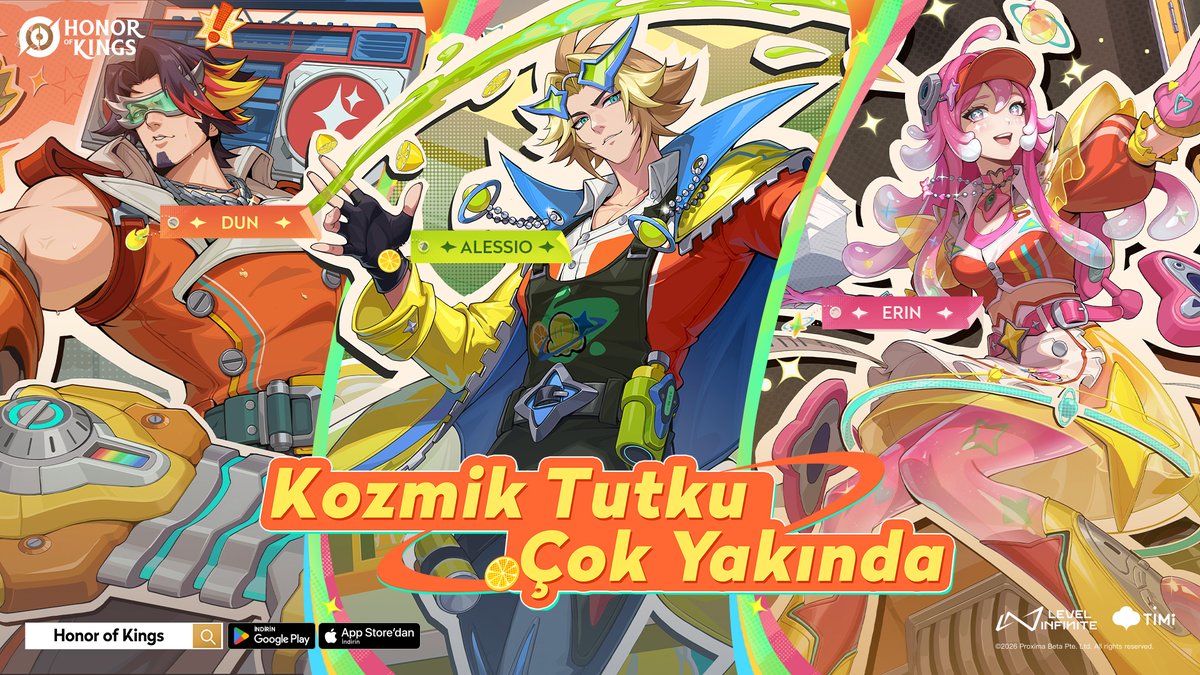 honorofkings_TR's tweet photo. 🍽️✨ Kozmik Tutku kostüm serisi geliyor!
Dun, Erin ve Alessio’ya katıl; kendi özel lezzetlerini savaş alanına nasıl taşıdıklarını keşfet.
Kozmik Tutku kostüm serisiyle benzeri olmayan bir ziyafete hazır ol!
#HonorofKings #HOK #CosmicCravings #Dun #Erin #Alessio https://t.co/TYJc64iXZL
