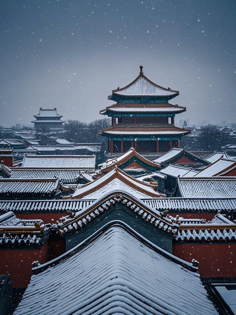 THoAkras's tweet photo. The first light snow of winter has coated the park in soft white. Walking through the quiet branches, every step feels like a gentle hug from the cold season. ， https://t.co/RBXJH1Vh8Q